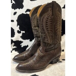 Ferrini Men's‎ Teju Lizard Round Toe Western Boots Size 8.5 - Brown